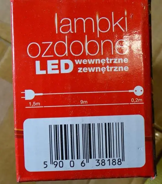 Photo de l’avis officiel: Lampki ozdobne LED Chaîne d’éclairage LED — risque: Choc électrique (A12/1250/19)