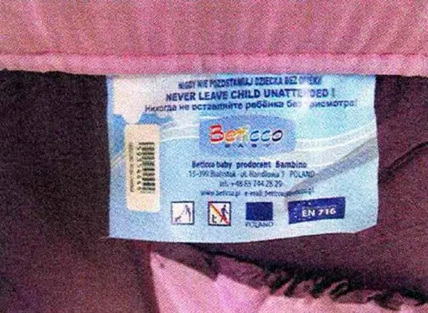 Photo from the official notice: BETICCO children's cot — choking & suffocation risk