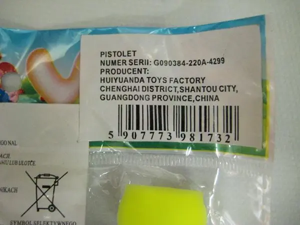 Foto dell’avviso ufficiale: Pistolet Pistola giocattolo — rischio: Ambiente