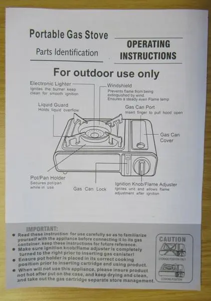 Photo from the official notice: Askari Portable gas stove — burns risk