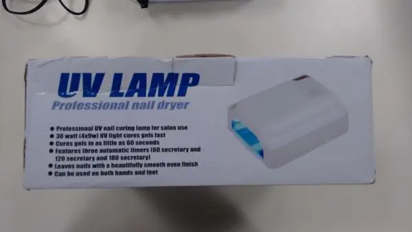 Foto do aviso oficial: 36WATT Gel curing professional nail dryer Lâmpada de unhas UV — risco: Choque elétrico