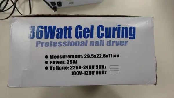 Foto do aviso oficial: 36WATT Gel curing professional nail dryer Lâmpada de unhas UV — risco: Choque elétrico