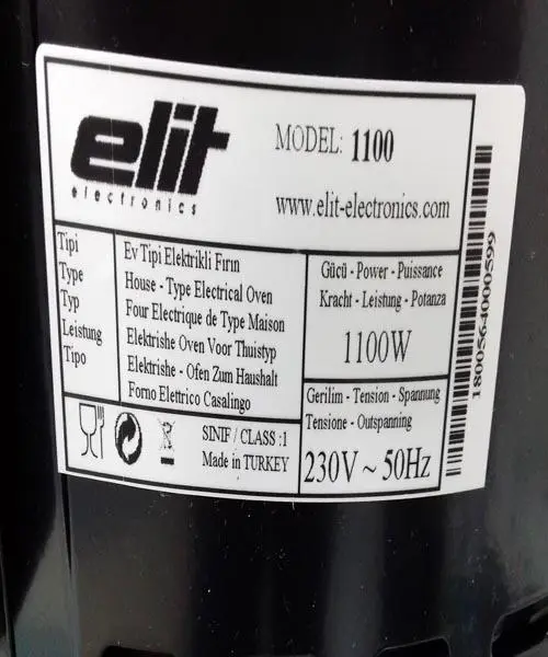 Photo de l’avis officiel: Elit Electrical round oven Four électrique — risque: Choc électrique