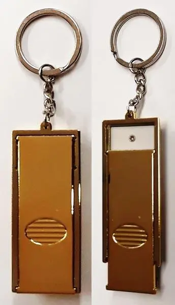 Photo from the official notice: The World Over / SHOCK GOLD BARS KEY CHAIN, 3 IN 1 • LED LIGHT • LASER laser pointer — damage to sight risk
