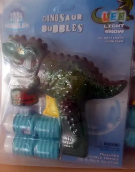 Foto uit de officiële melding: Indy Bubbles Dinosaur bubbles LED Bubbelpistool met LED — risico: Aantasting van het gezichtsvermogen & Microbiologische risico's