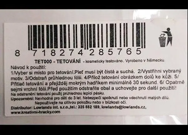 Foto do aviso oficial: Funny Products Funny Faces Temporary Tattoos Tatuagem temporária — risco: Químico