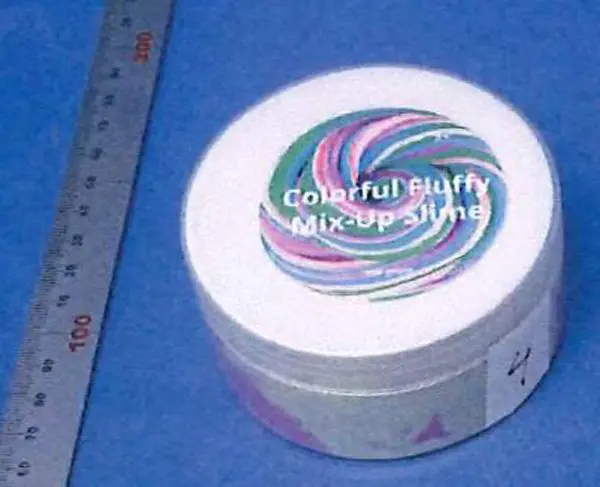 Photo de l’avis officiel: Colorful Fluffy Mix-Up Slime Jouet slime — risque: Risque chimique