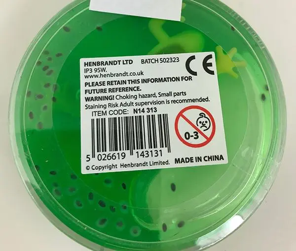 Photo de l’avis officiel: Green slime with frog Jouet slime — risque: Risque chimique