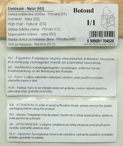 Foto uit de officiële melding: Faktum High chair Kinderstoel set — risico: Verwonding & Verwurging