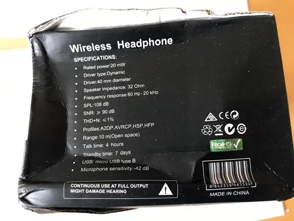 Foto uit de officiële melding: Headphones Bluetooth-headset — risico: Milieu