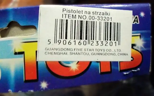 Photo from the official notice: Toys Pistolet na strzalki toy gun set — choking risk