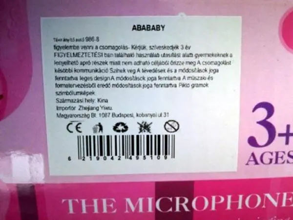 Foto dell’avviso ufficiale: Abababy THE MICROPHONE Microfono giocattolo — rischio: Lesioni uditive