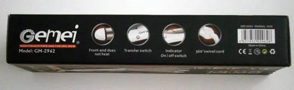 Foto uit de officiële melding: Gemei Hair straightener and curling iron Haarstang/Haar krullend strijkijzer — risico: Elektrische schok