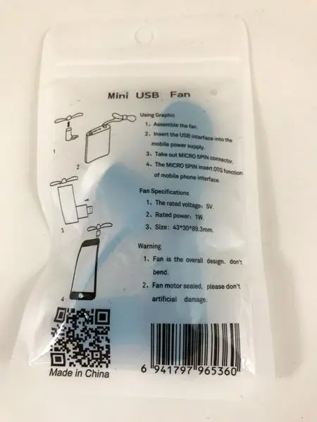 Foto dell’avviso ufficiale: Mini ventilatore USB — rischio: Ambiente (INFO/0124/19)