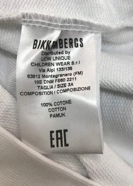 Foto aus der offiziellen Meldung: BIKKEMBERGS Kinder-Sweatshirt — Risiko: Strangulierung (A12/1756/19)