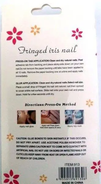 Foto dell’avviso ufficiale: Naked7 Fringed iris nail Chiodi falsi — rischio: Rischio chimico