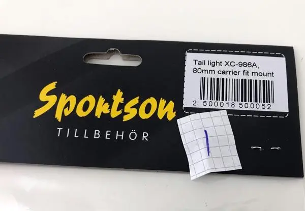 Photo from the official notice: Sportson Tail light bicycle back light — environment risk