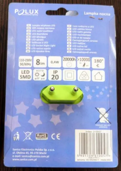 Foto do aviso oficial: POLUX Potworek Luz da noite — risco: Choque elétrico
