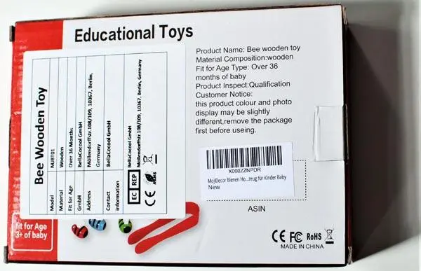 Photo from the official notice: Bee wooden toy — choking risk
