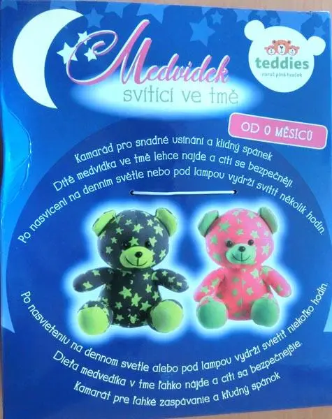 Photo de l’avis officiel: Teddies Teddy bear shining in the dark 21 cm Jouet en peluche — risque: Étouffement