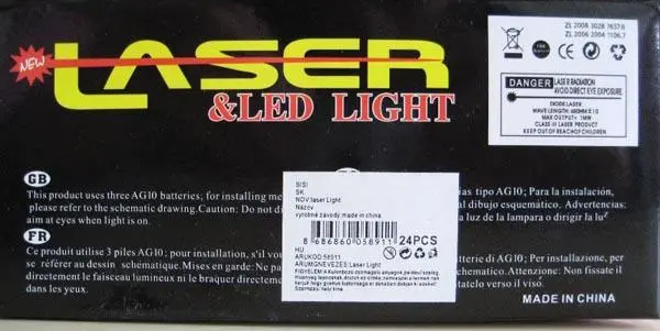 Foto aus der offiziellen Meldung: FX NEW LASER &amp;LED LIGHT; Laser Light Laserpointer — Risiko: Sehschaden