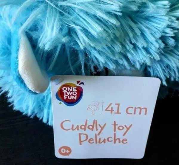 Photo from the official notice: One Two Fun Cuddly Toy Peluche soft toy — choking risk