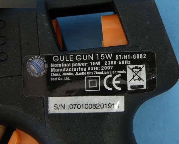 Foto do aviso oficial: Straus Austria GULE GUN Pistola de cola — risco: Choque elétrico