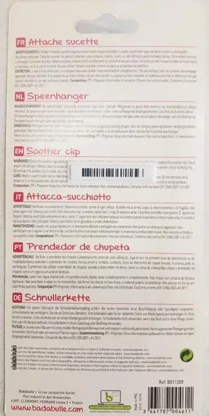 Foto dell’avviso ufficiale: Badabulle Attache-soucette (soother clip) Supporto di succhietto — rischio: Ostruzione delle vie aeree