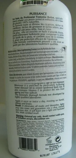 Foto do aviso oficial: P Pr. Francoise Bedon Paris Lightening Milk Creme de clareamento da pele — risco: Químico
