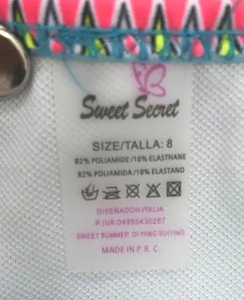 Photo de l’avis officiel: Sweet Secret Bikini des filles — risque: Blessures & Etranglement