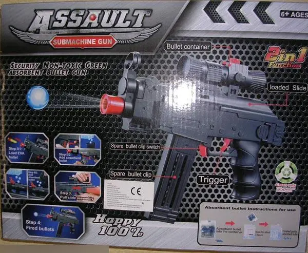Photo from the official notice: Assault Submachine Gun toy gun set — choking risk