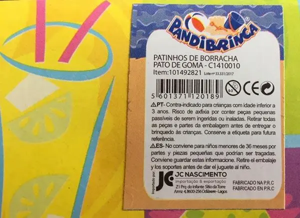 Foto dell’avviso ufficiale: Pandibrinca Toys Giocattolo da bagno — rischio: Rischio chimico & Ambiente