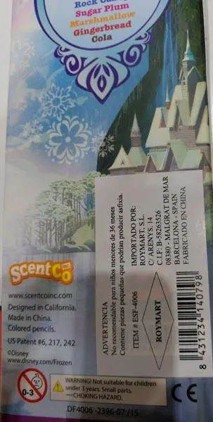 Photo de l’avis officiel: Disney Colored Scented Pencils Crayons — risque: Risque chimique