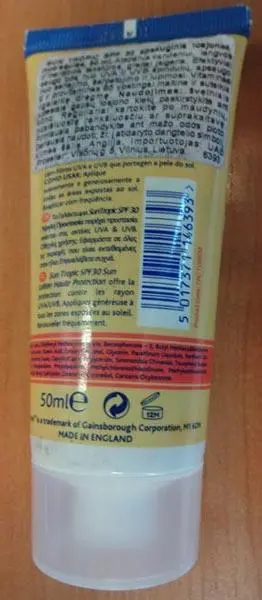 Photo de l’avis officiel: Sun Tropic Crème solaire — risque: Risque chimique (A12/1600/17)