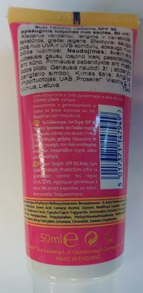 Photo de l’avis officiel: Sun Tropic Crème solaire — risque: Risque chimique (A12/1601/17)