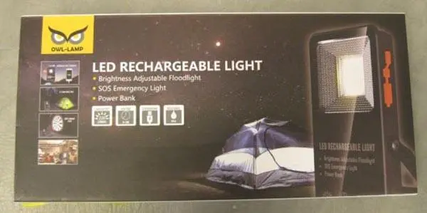 Foto do aviso oficial: Owl-lamp LED Rechargeable Light Projetor LED — risco: Choque elétrico