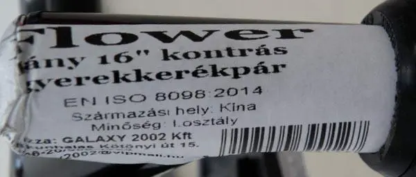 Foto uit de officiële melding: Galaxy / Koliken Flower Kinderfiets — risico: Verwonding
