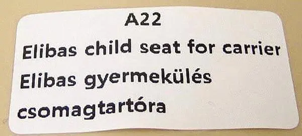 Photo de l’avis officiel: HTP Elibas Elibas child seat for carrier Siège vélo de l’enfant — risque: Blessures