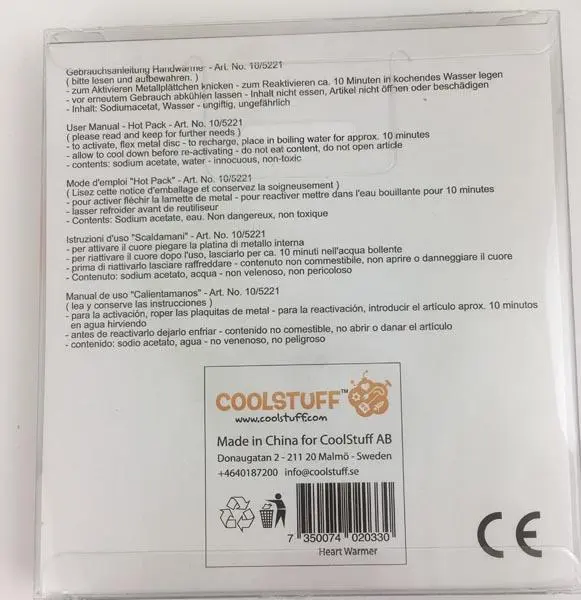 Photo de l’avis officiel: Coolstuff Hot Pack Pack chaud — risque: Environnement