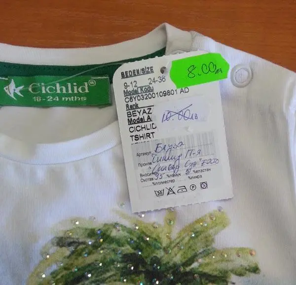 Foto aus der offiziellen Meldung: Cichlid Kinder T-Shirt — Risiko: Ersticken (A12/1741/17)