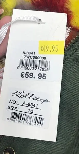 Photo de l’avis officiel: Lollitop Veste des filles — risque: Blessures