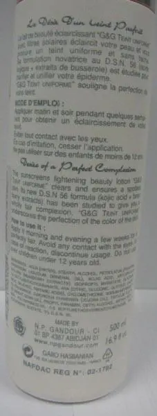 Foto do aviso oficial: G&amp;G Teint Uniforme-Lighteni Produto para clarear a pele — risco: Químico