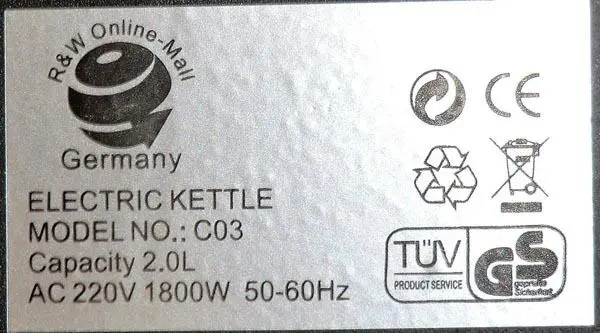 Photo from the official notice: R&amp;W Online-Mall Automatic Cordless Kettle electric kettle — electric shock risk