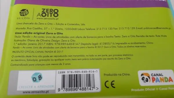Foto do aviso oficial: Panda Livro de banho do Panda — risco: Químico