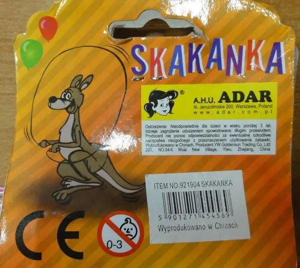Photo de l’avis officiel: Adar Skakanka Corde à sauter — risque: Risque chimique