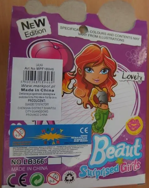 Foto do aviso oficial: Beaut Surprised Girls Boneca de plástico — risco: Químico
