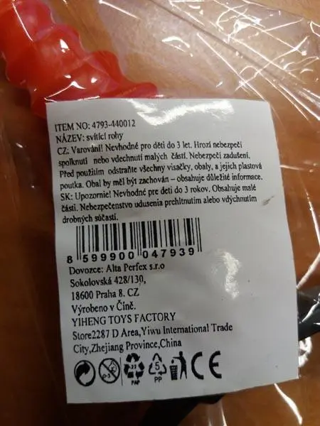 Foto do aviso oficial: Svítící rohy Faixa de cabeça de novidade — risco: Químico & Engasgamento