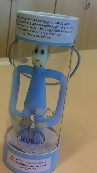 Photo from the official notice: MATCHSTICK MONKEY teether — choking risk