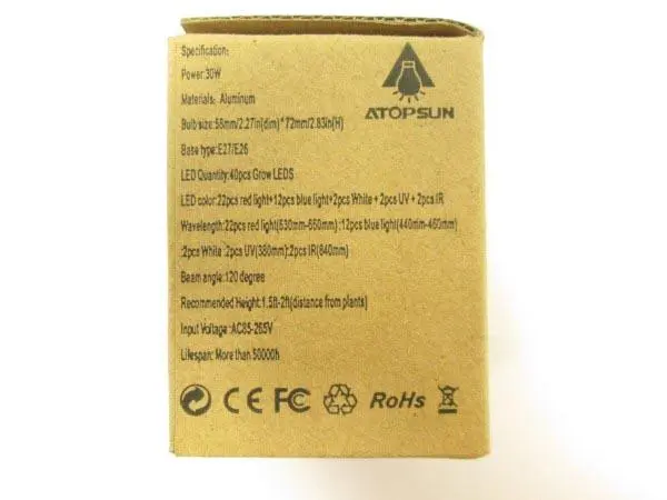 Photo de l’avis officiel: ATOPSUN Full Band Grow Light Lampe LED — risque: Choc électrique