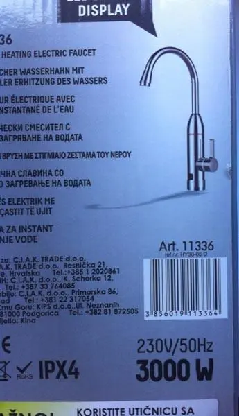 Foto do aviso oficial: Ikon Heating Electric Faucet Torneira elétrica — risco: Choque elétrico (A12/0144/18)